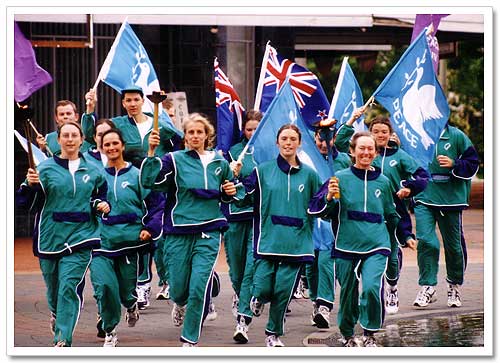 The 1993 World Harmony Run team running in New Zealand